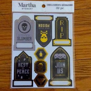 New 32pc Halloween Tombstone Embellishments (Martha Stewart)